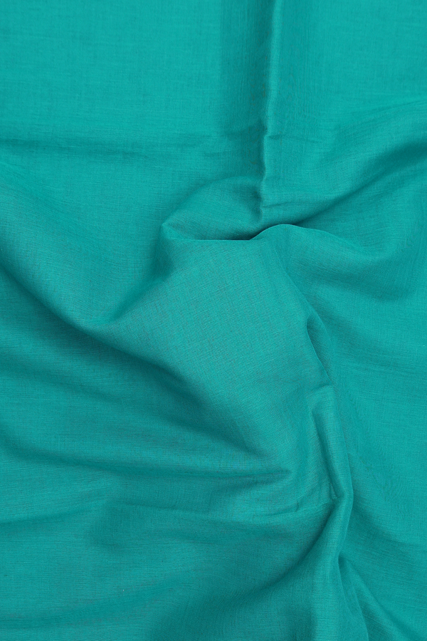 Bengal Cotton Saree In Peacock Green With Contrast Border
