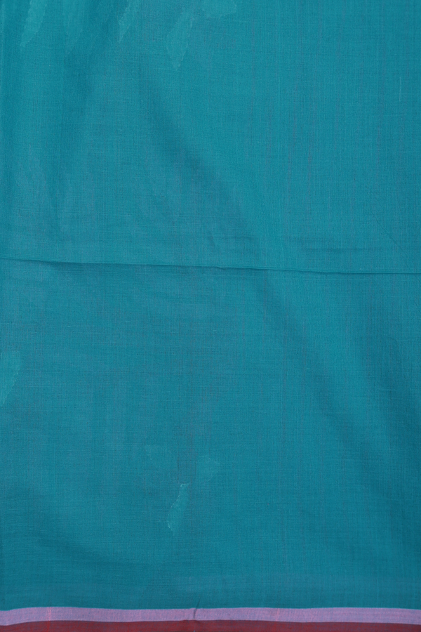 Bengal Cotton Saree In Teal Blue With Threadwork Buttas