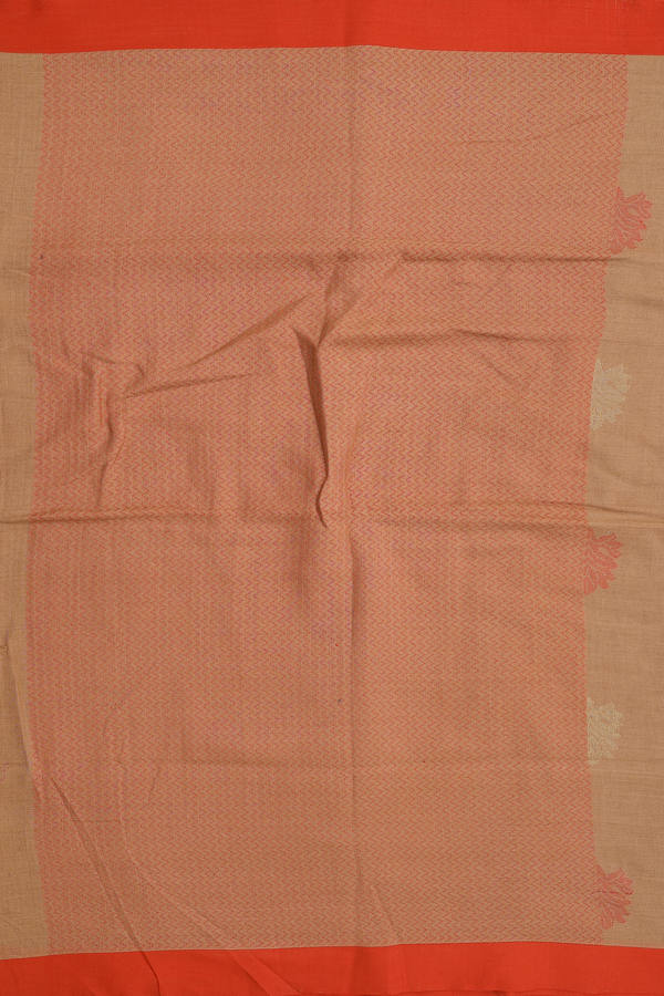 Bengal Cotton Saree In Brown With Leaf Motifs