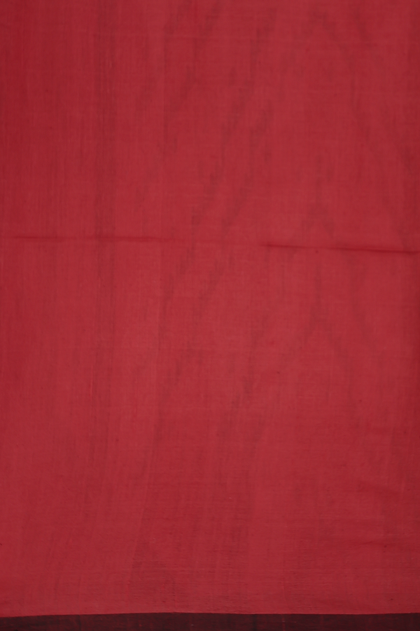 Bengal Cotton Saree In Scarlet Red With Threadwork Buttis