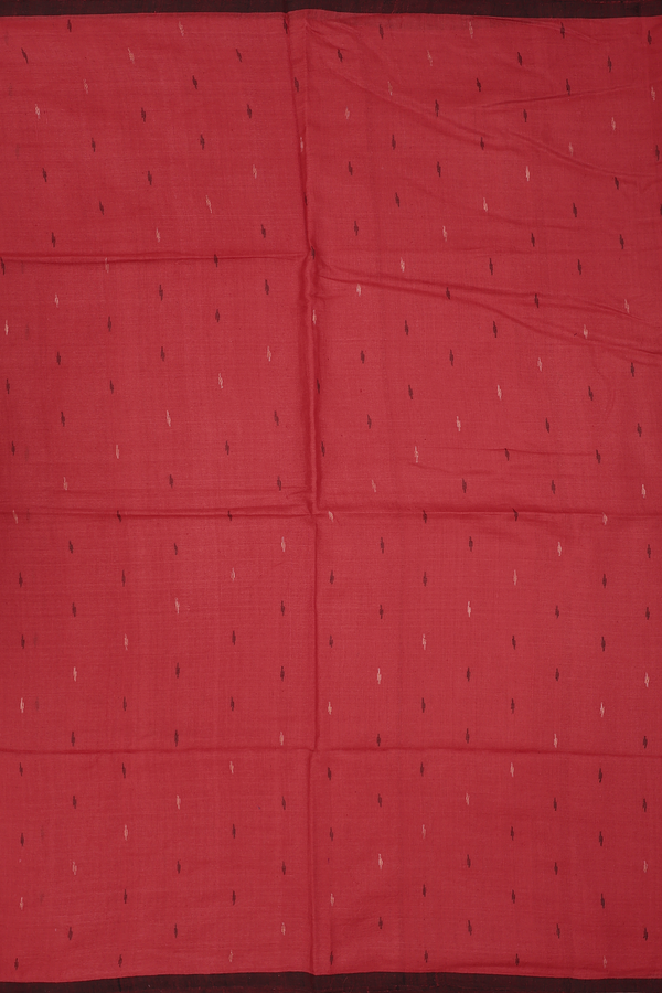 Bengal Cotton Saree In Scarlet Red With Threadwork Buttis