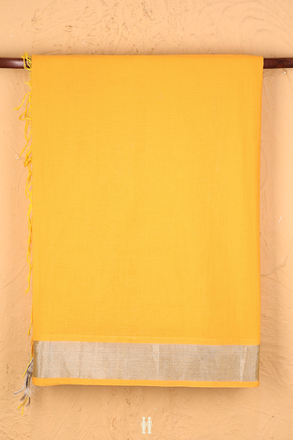 Bengal Cotton Saree In Royal Yellow With Zari Border