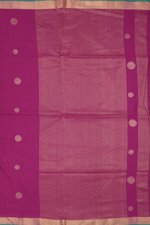 Bengal Cotton Saree In Berry Purple With Zari Buttas