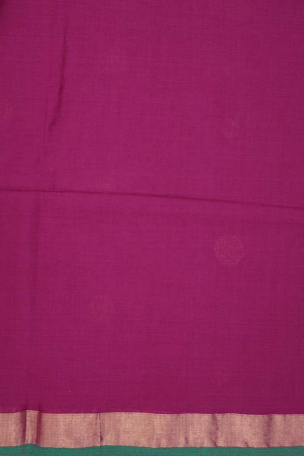 Bengal Cotton Saree In Berry Purple With Zari Buttas