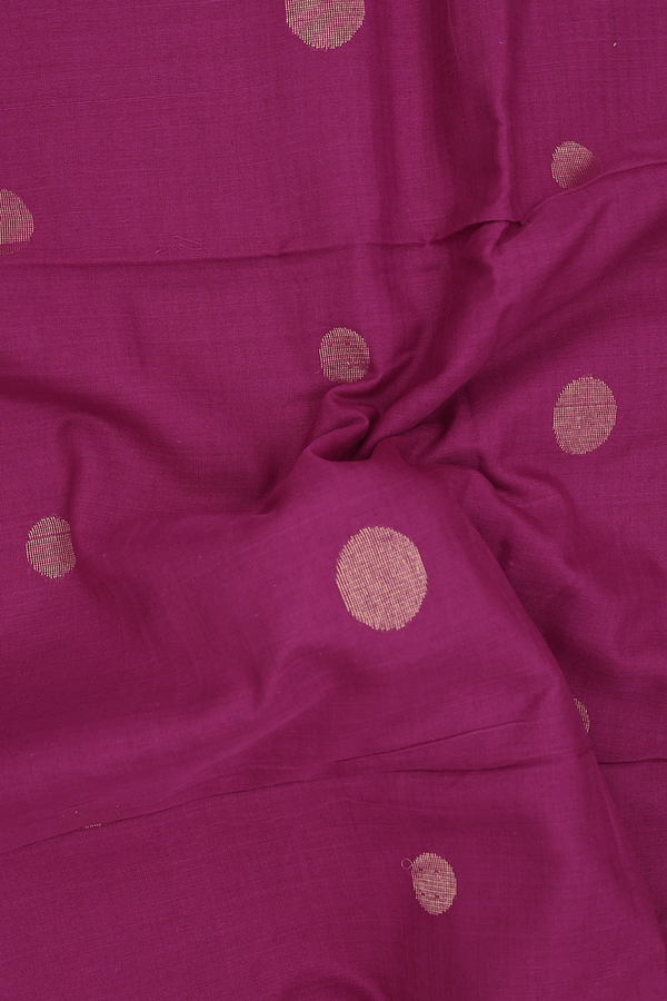 Bengal Cotton Saree In Berry Purple With Zari Buttas