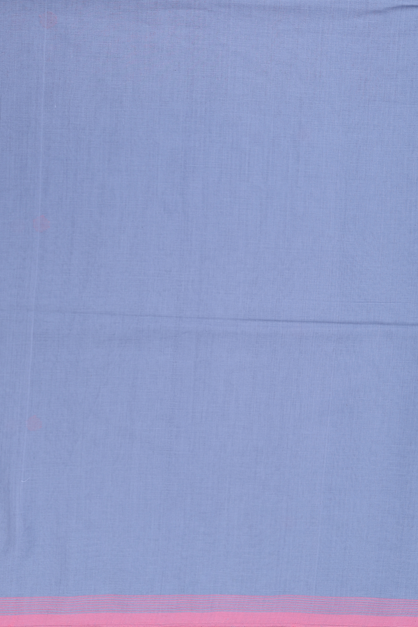 Bengal Cotton Saree In Steel Blue With Threadwork Buttas