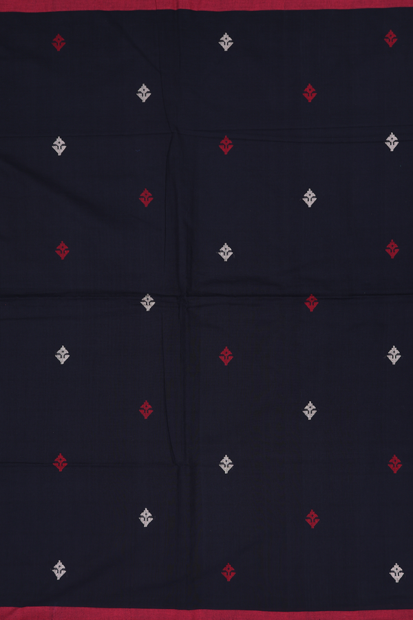 Bengal Cotton Saree In Black With Floral Buttas
