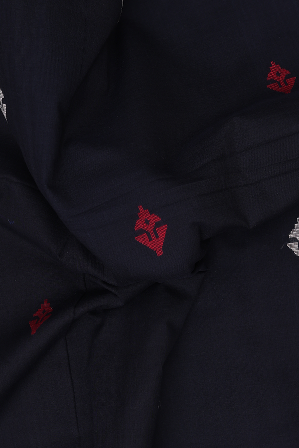Bengal Cotton Saree In Black With Floral Buttas