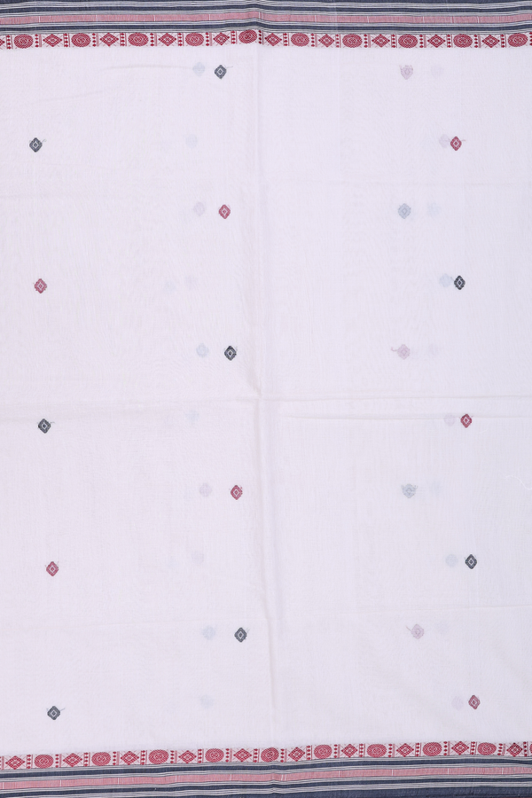 Bengal Cotton Saree In Off White With Threadwork Buttas
