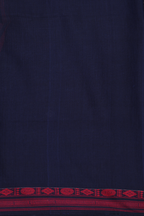 Bengal Cotton Saree In Midnight Blue With Threadwork Buttas