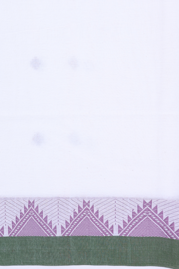 Bengal Cotton Saree In White With Geometric Buttas