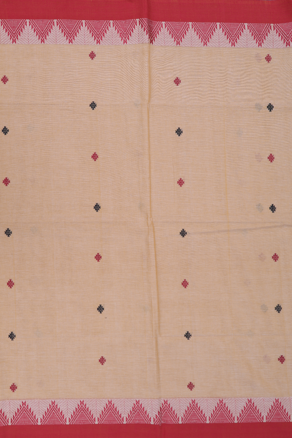 Bengal Cotton Saree In Brown With Geometric Buttas