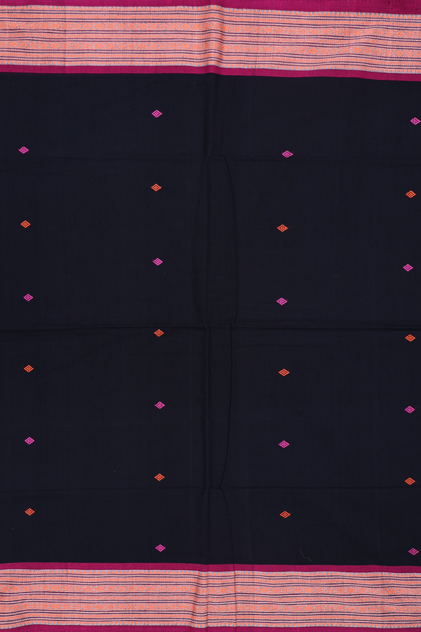 Bengal Cotton Saree In Black With Diamond Buttas
