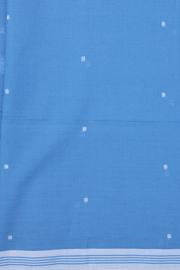 Bengal Cotton Saree In Dusty Blue With Floral Buttas