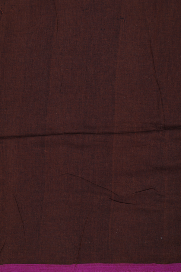 Bengal Cotton Saree In Walnut Brown With Threadwork Buttas