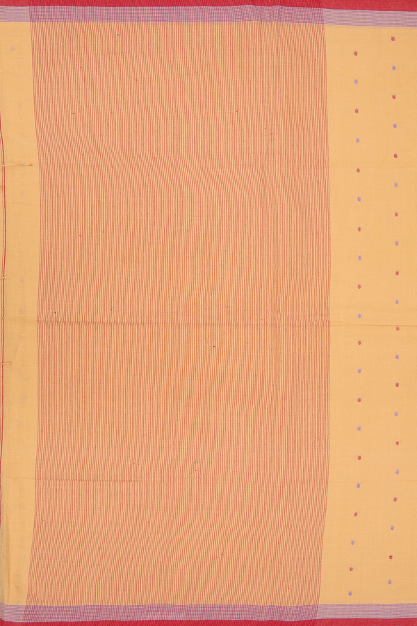 Bengal Cotton Saree In Light Orange With Threadwork Buttis