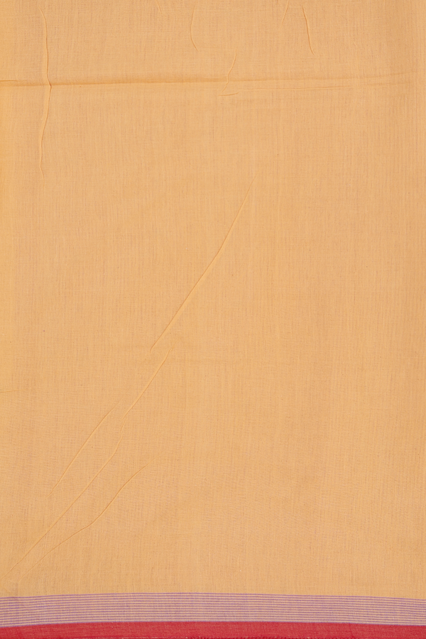 Bengal Cotton Saree In Light Orange With Threadwork Buttis