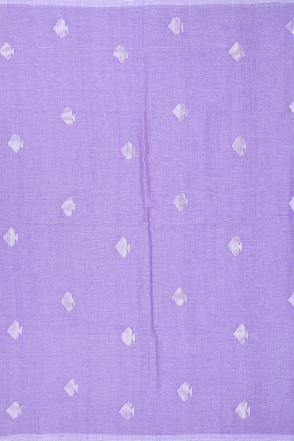Bengal Cotton Saree In Lavender With Threadwork Buttas