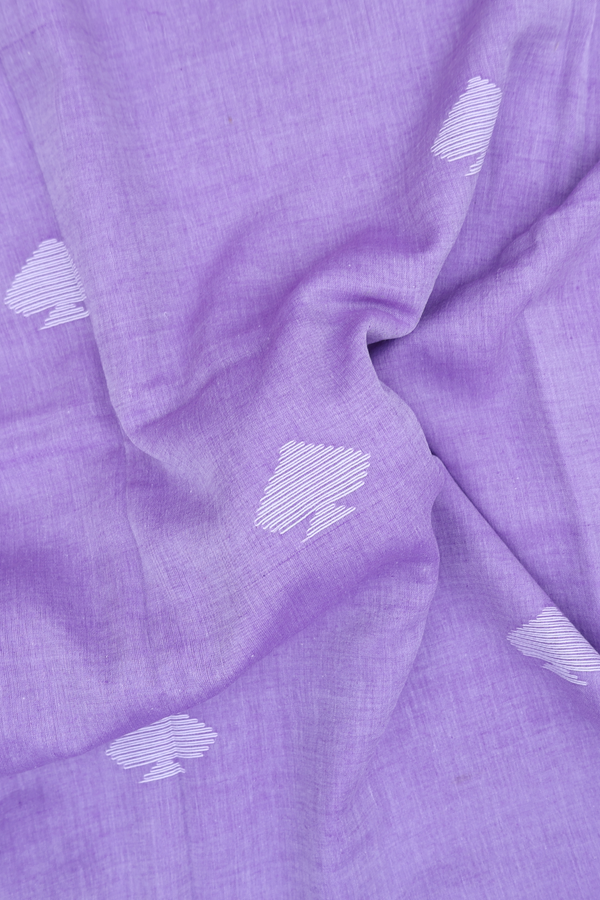 Bengal Cotton Saree In Lavender With Threadwork Buttas