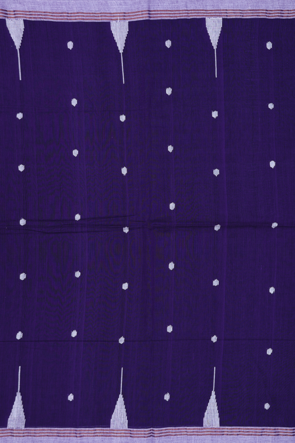 Bengal Cotton Saree In Regal Purple With Threadwork Buttas