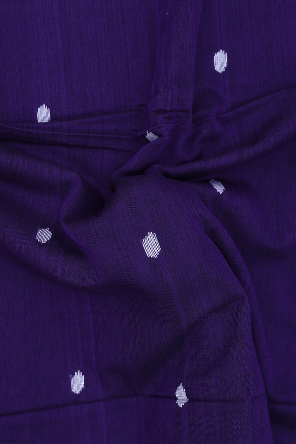 Bengal Cotton Saree In Regal Purple With Threadwork Buttas