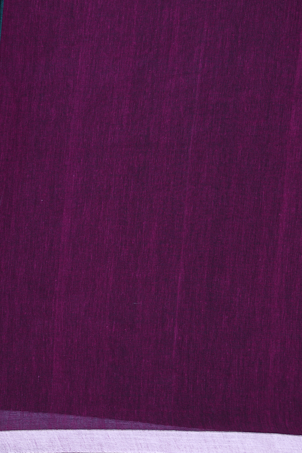 Bengal Cotton Saree In Plum Purple With Threadwork Buttas