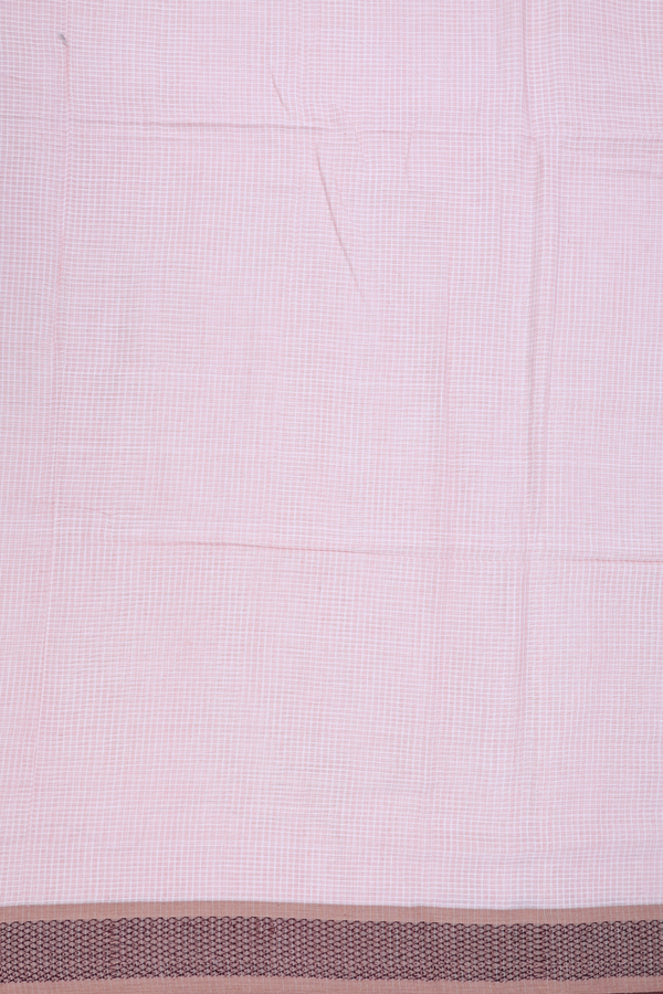 Bengal Cotton Saree In Blush Pink With Checks Design