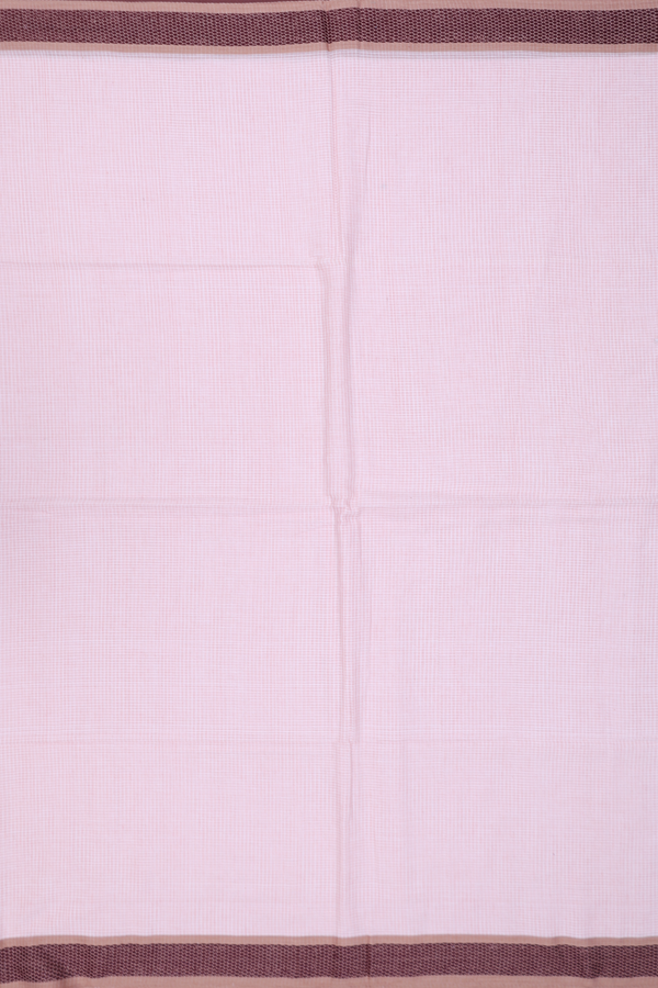 Bengal Cotton Saree In Blush Pink With Checks Design