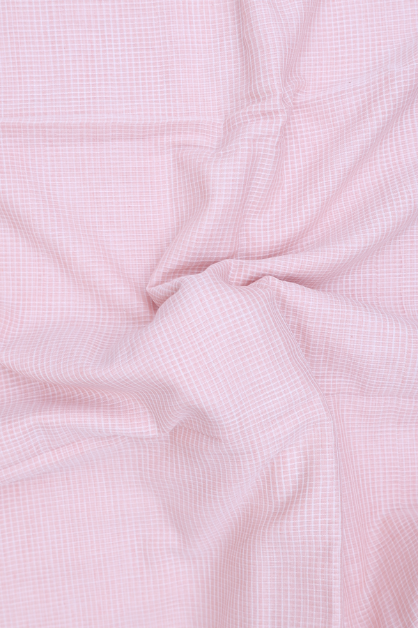 Bengal Cotton Saree In Blush Pink With Checks Design