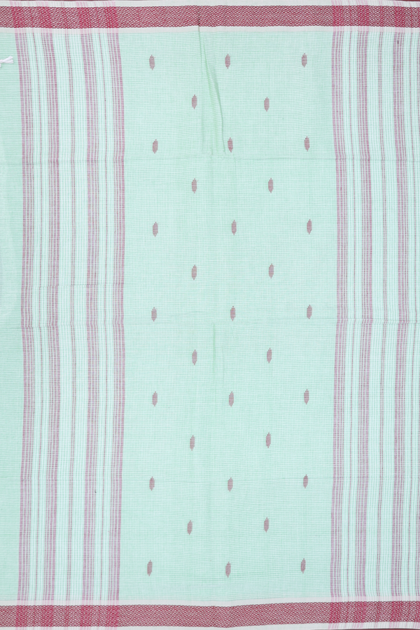 Bengal Cotton Saree In Mint Green With Checks Design