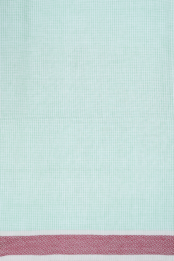 Bengal Cotton Saree In Mint Green With Checks Design