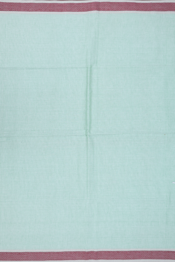 Bengal Cotton Saree In Mint Green With Checks Design