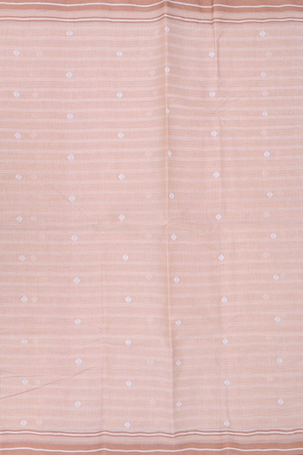 Bengal Cotton Saree In Light Brown Along Stripes With Buttas