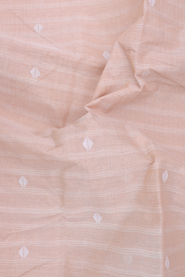 Bengal Cotton Saree In Light Brown Along Stripes With Buttas