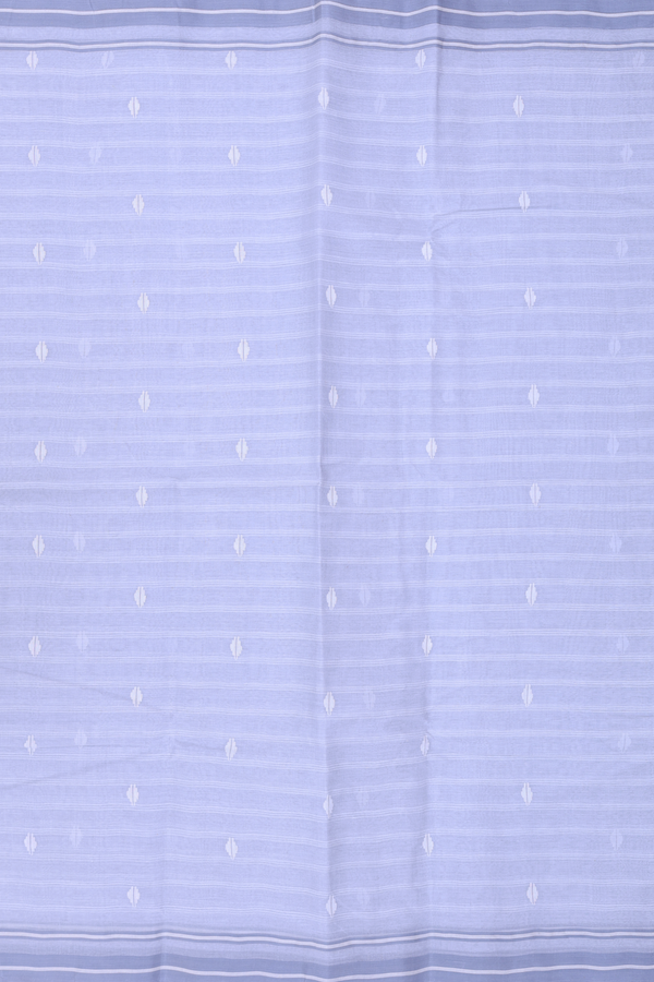 Bengal Cotton Saree In Light Grey Along Stripes With Buttas