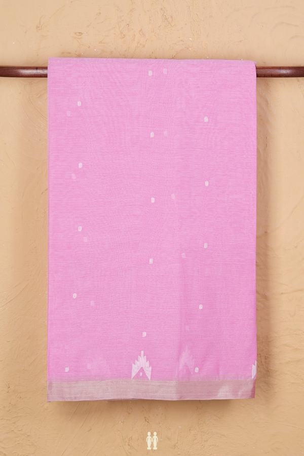 Bengal Cotton Saree In Pink With Threadwork Buttas