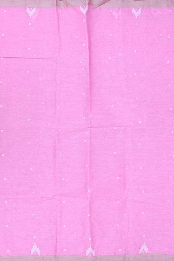 Bengal Cotton Saree In Pink With Threadwork Buttas