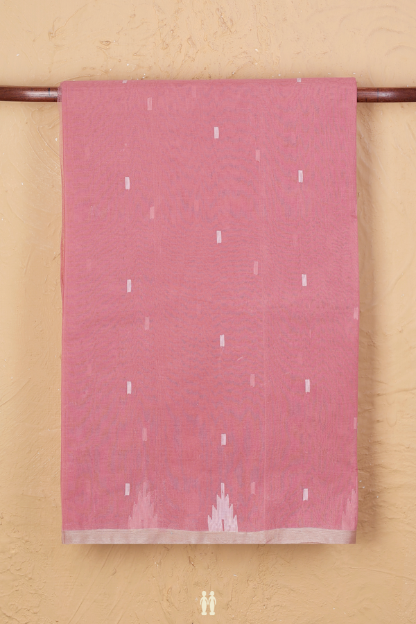Bengal Cotton Saree In Dusty Rose With Threadwork Buttas