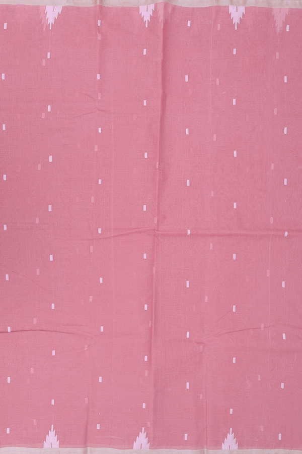 Bengal Cotton Saree In Dusty Rose With Threadwork Buttas
