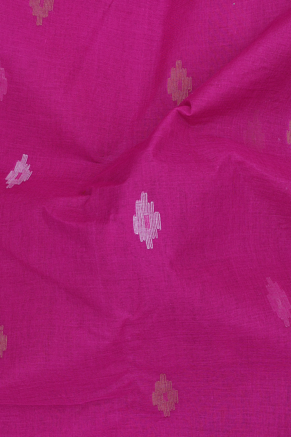 Bengal Cotton Saree In Rose With Threadwork Buttas