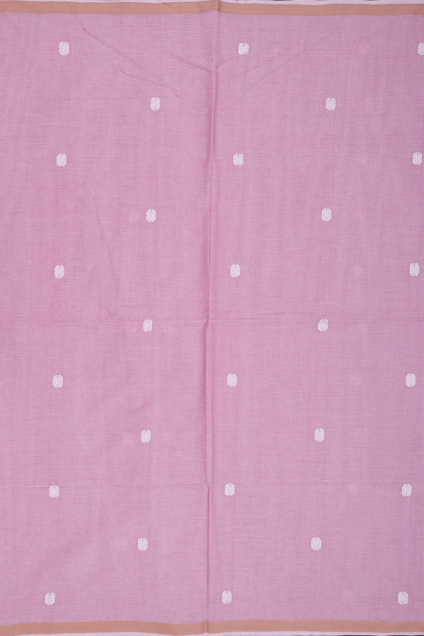 Bengal Cotton Saree In Dusty Pink With Threadwork Buttas