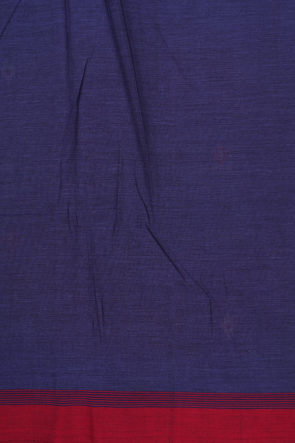 Bengal Cotton Saree In Oxford Blue With Threadwork Buttas