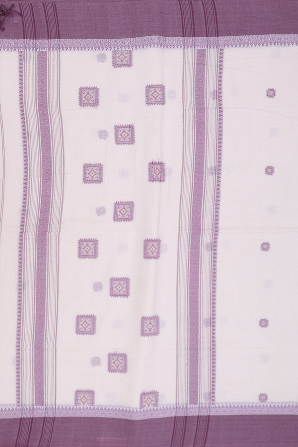 Bengal Cotton Saree In Off White With Threadwork Buttas