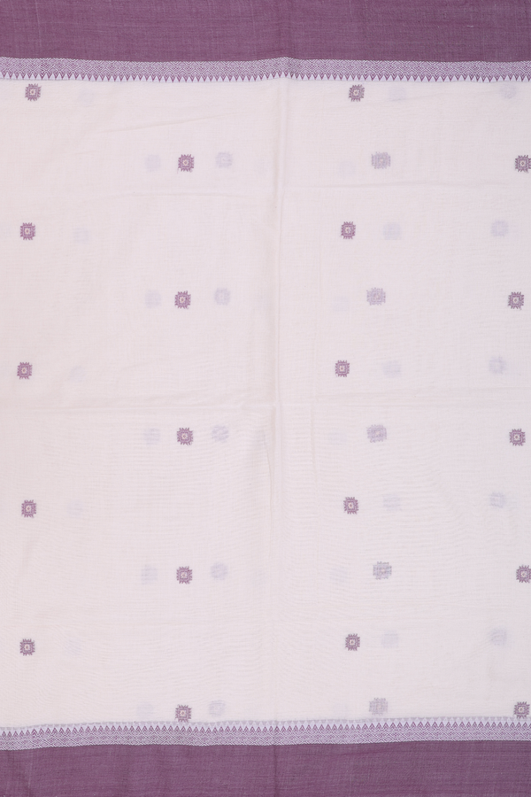 Bengal Cotton Saree In Off White With Threadwork Buttas