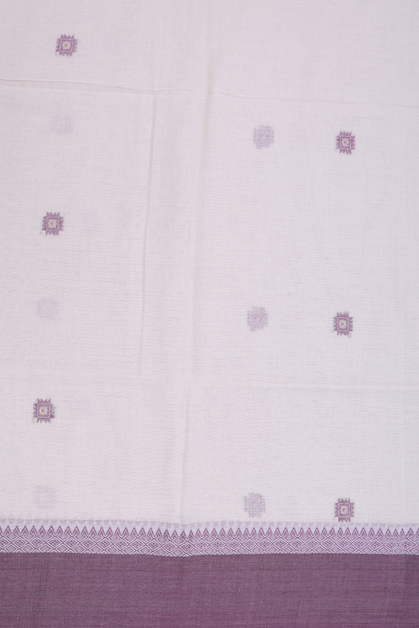 Bengal Cotton Saree In Off White With Threadwork Buttas