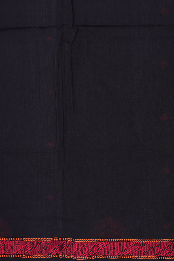 Bengal Cotton Saree In Black With Floral Buttas