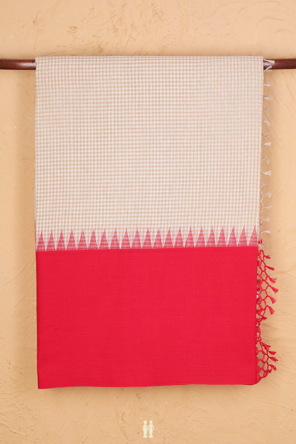 Bengal Cotton Saree In Brown And White With Checks Design