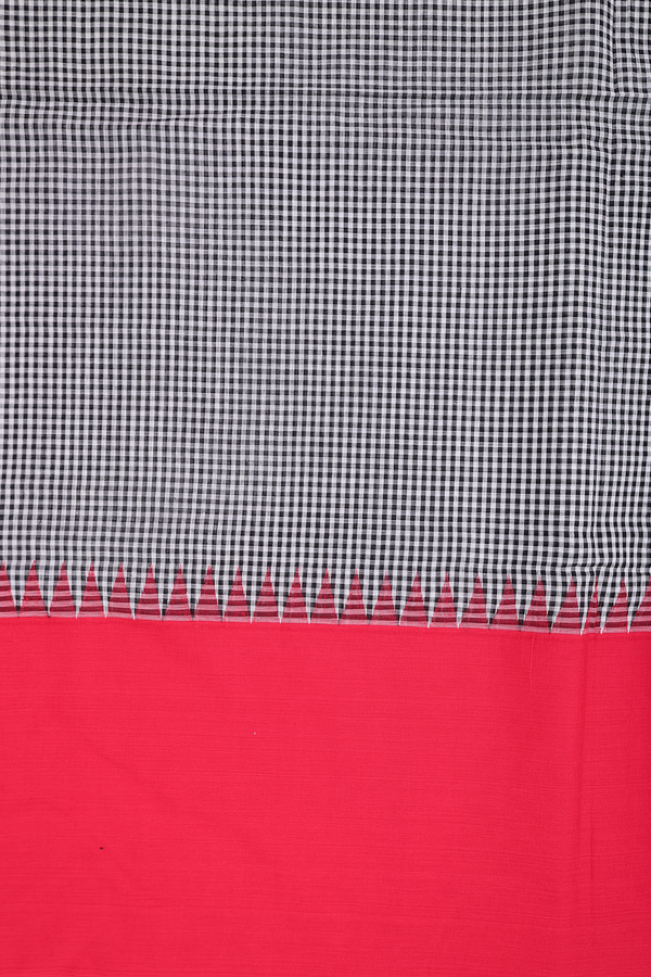Bengal Cotton Saree In Black And White With Checks Design