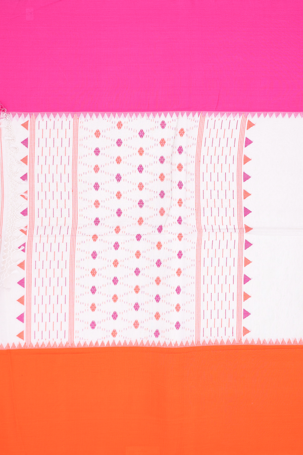 Bengal Cotton Saree In White With Ganga Jamuna Border