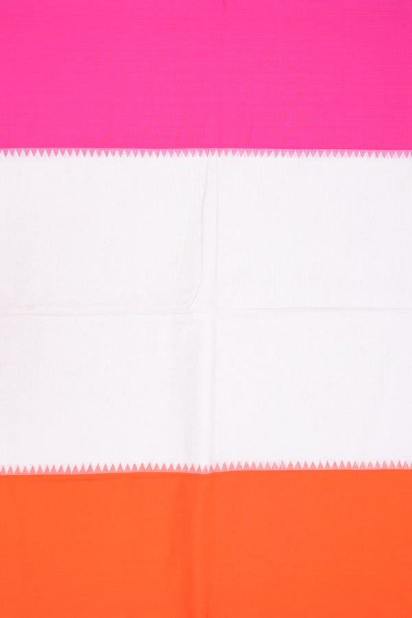 Bengal Cotton Saree In White With Ganga Jamuna Border
